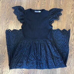 Mint Velvet Broderie Midi Dress in Black